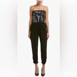PARKER Women’s Giovanna Beaded Bodice Black Jumpsuit (XS)